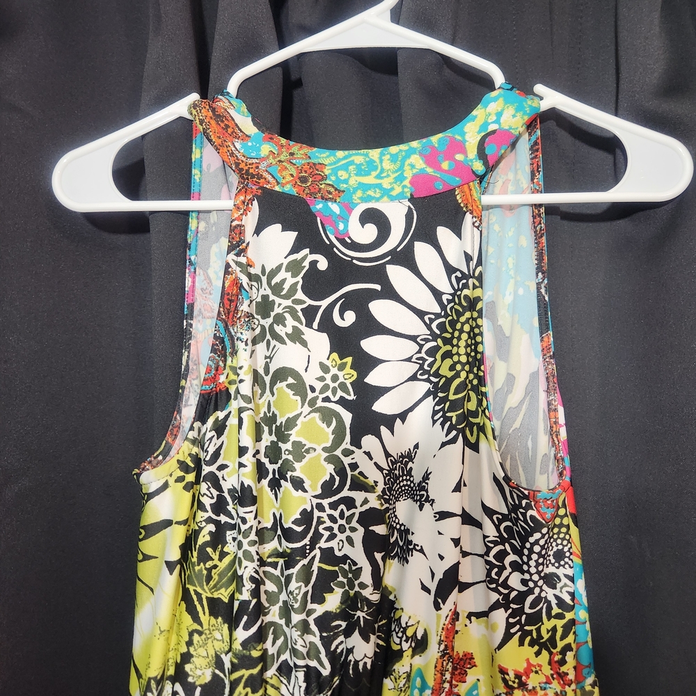 ECI Medallion Beaded Bodice Abstract Print Flowy Festival Maxi Sz 12 - Picture 8 of 16